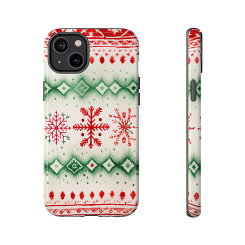 Icelandic Watercolor inspired by Christmas Sweaters - Impact Resistant Phone Case iPhone 14 Plus Glossy